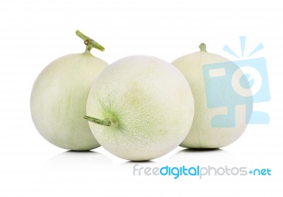 Honeydew Melon On White Background Stock Photo