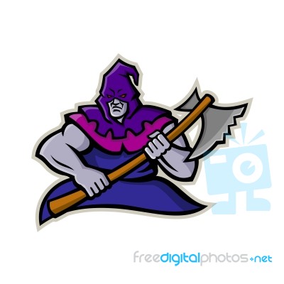 Hooded Medieval Executioner Mascot Stock Image