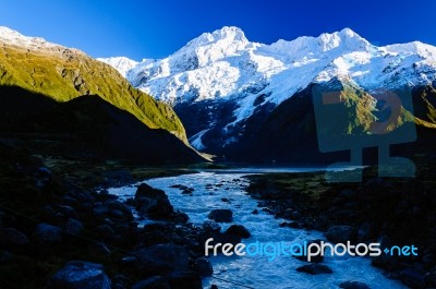 Hooker Valley Track,mount Cook, New Zealand Stock Photo