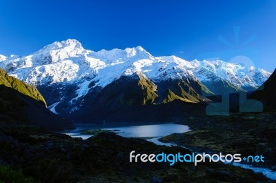 Hooker Valley Track,mount Cook, New Zealand Stock Photo