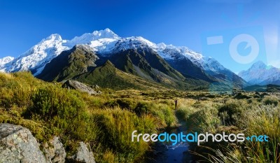 Hooker Valley Track,mount Cook, New Zealand Stock Photo