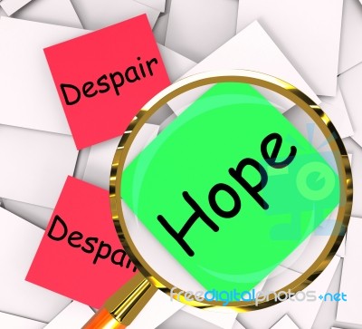 Hope Despair Post-it Papers Show Hoping Or Depression Stock Image