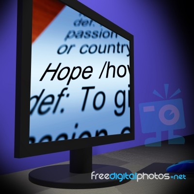 Hope On Monitor Showing Wishes Stock Image