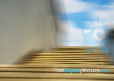 Horizontal Motion Blur Stairs With Sky Background Stock Photo