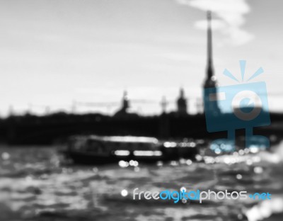 Horizontal Saint Petersburg City Bokeh Background Stock Photo