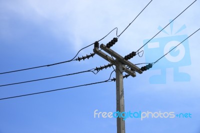 Horizontal Top Electric Pole Stock Photo