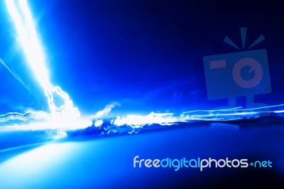 Horizontal Vivid Blue Lightning Blank Abstract Background Stock Photo