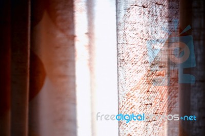 Horizontal Vivid Brown Curtain Bokeh Background Stock Photo