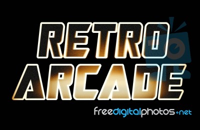 Horizontal Warm Glow Retro Arcade Text Illustration Background Stock Photo