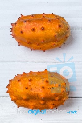 Horned Melon Fruit Stock Photo