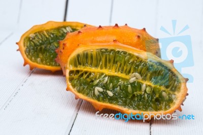 Horned Melon Fruit Stock Photo