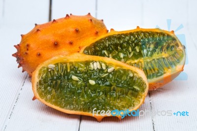 Horned Melon Fruit Stock Photo