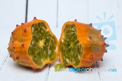 Horned Melon Fruit Stock Photo