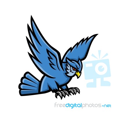 Horned Owl Swooping Mascot Stock Image