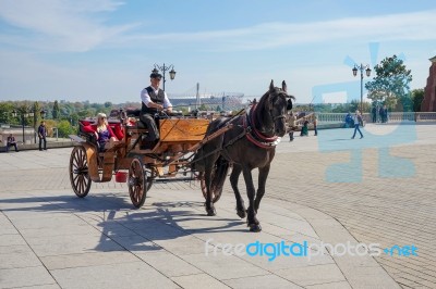 Horse And Carriage In The Old Market Square In Warsaw Stock Photo