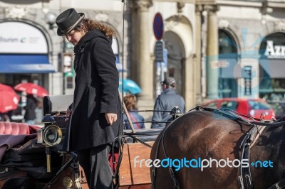 Horse And Carriage In The Old Town Square In Prague Stock Photo