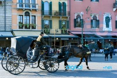 Horse And Carriage In Verona Stock Photo