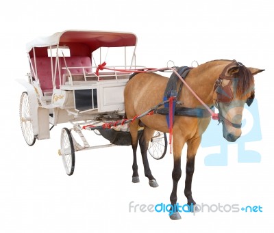 Horse Fairy Tale Carriage Cabin Isolated White Background Use Fo… Stock Photo