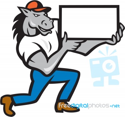 Horse Kneeling Presenting Cartoon Stock Image