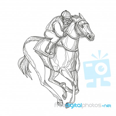 Horse Racing Jockey Doodle Art Stock Image