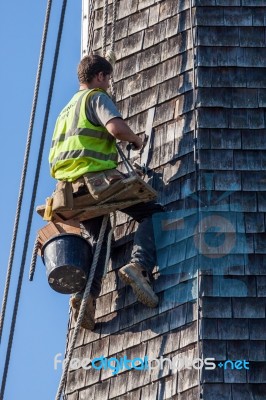 Horsted Keynes, Sussex/uk - October 8 : Steeplejack Working On T… Stock Photo