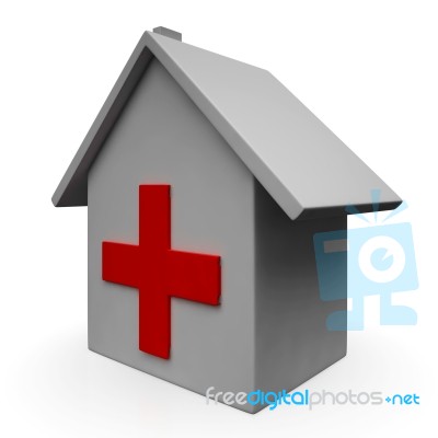 Hospital Icon Shows Emergency Medical Clinic Stock Image