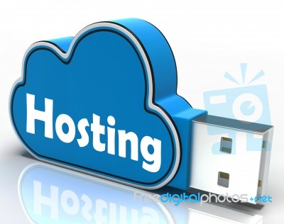 Hosting Cloud Pen Drive Shows Online Data Hosting Stock Image