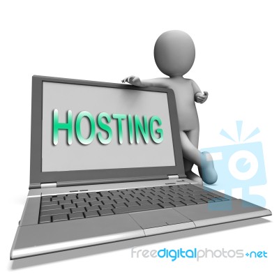 Hosting Laptop Shows Web Internet Or Website Host Stock Image