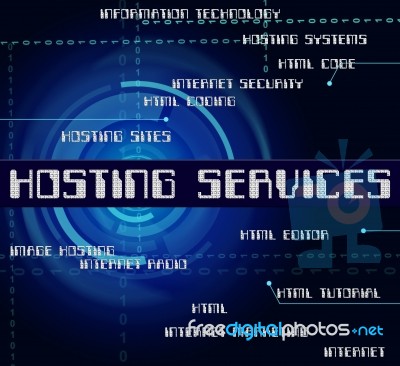 Hosting Services Means Web Words And Assistance Stock Image