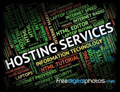 Hosting Services Shows Help Desk And Assistance Stock Image