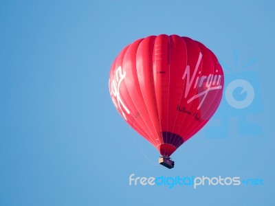 Hot Air Balloon Flying Over Bath Stock Photo