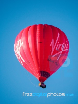 Hot Air Balloon Flying Over Bath Stock Photo