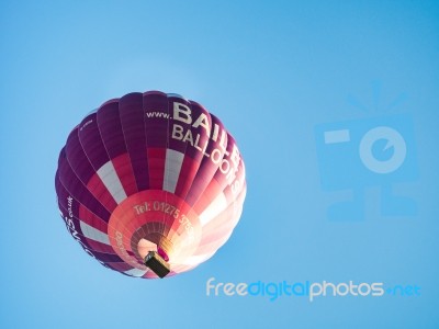 Hot Air Balloon Flying Over Bath Stock Photo