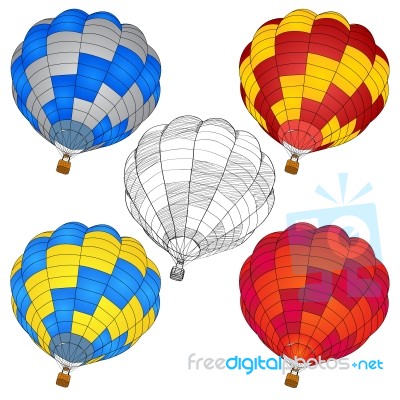 Hot Air Balloon Illustration Isolated Stock Image