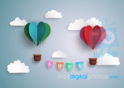 Hot Air Balloon In A Heart Shape Stock Image