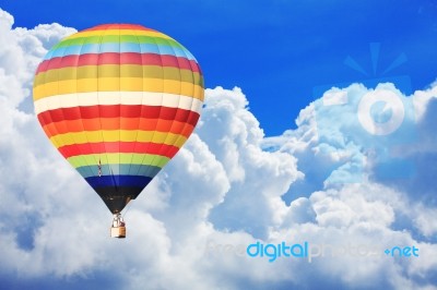 Hot Air Balloon On Sky Stock Photo