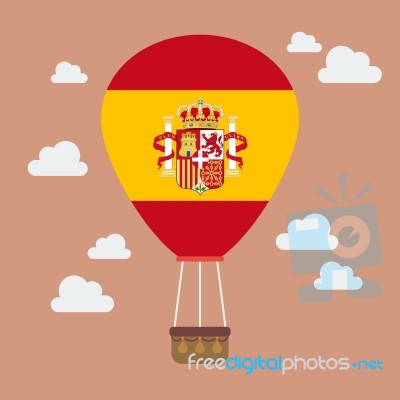 Hot Air Balloon With Spain Flag Stock Image