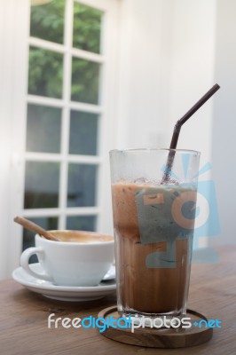 Hot And Cold Coffee Drink Stock Photo