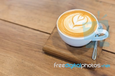 Hot Art Latte Coffee On The Table Stock Photo