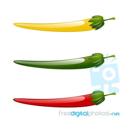 Hot Chilli Pepper Red Green Yellow Isolated Stock Image