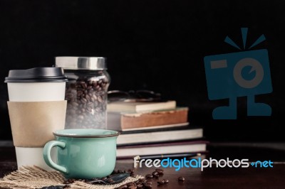 Hot Coffee On Table Stock Photo