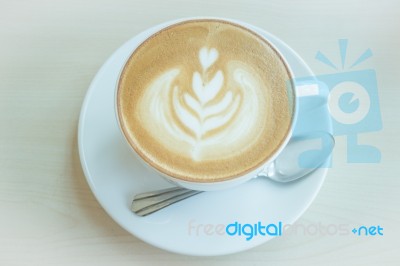 Hot Cup Of Coffee Latte Stock Photo