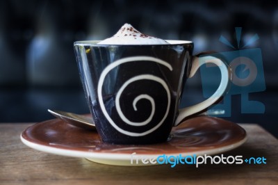 Hot Cup Of Espresso Macchiato Stock Photo