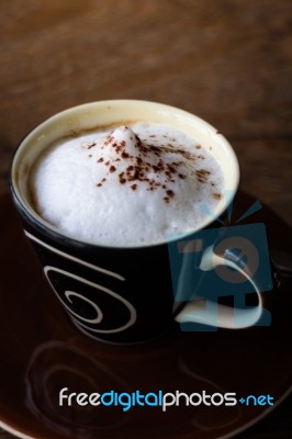 Hot Cup Of Espresso Macchiato Stock Photo