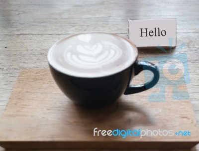 Hot Cup Of Latte Art Coffee Stock Photo