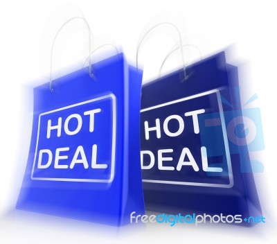 Hot Deal Shopping Bags Show Shopping  Discounts And Bargains Stock Image