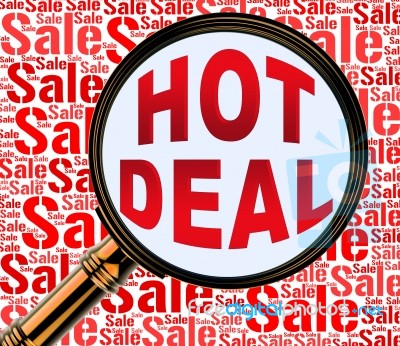 Hot Deal Shows Best Deals And Buy Stock Image