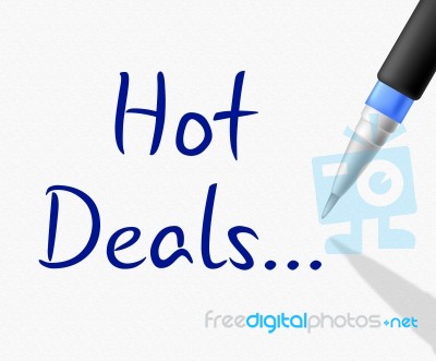 Hot Deals Shows Clearance Reduction And Save Stock Image