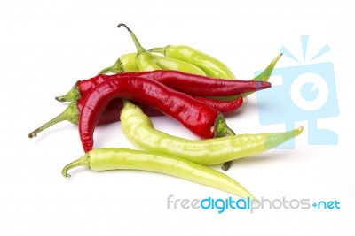 Hot Green And Red Peppers Stock Photo