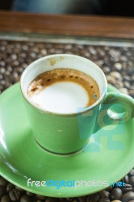 Hot Shot Of Espresso Macchiato Stock Photo